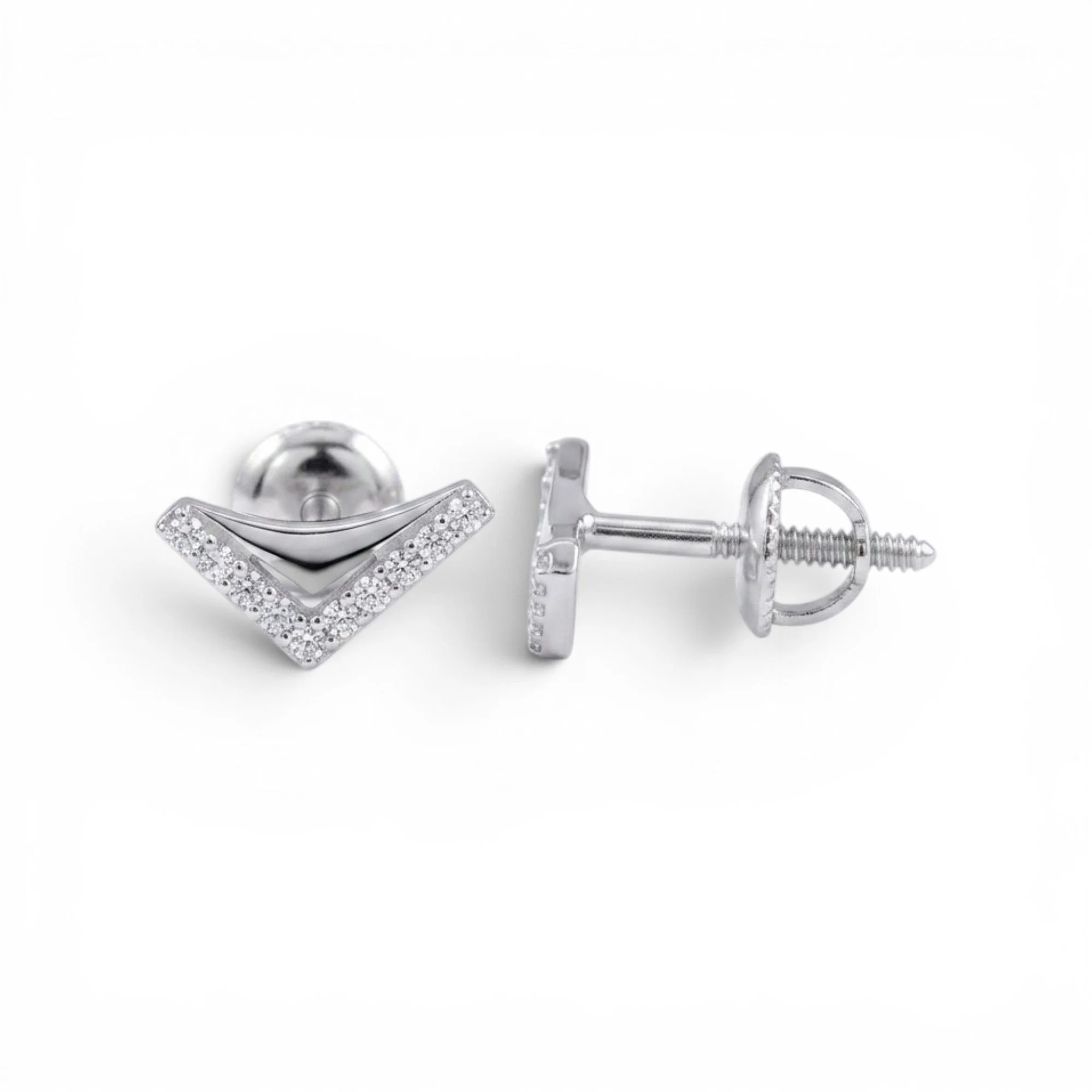 Silver Modern V-Vector Set Mangalsutra Earrings Set - Image 4