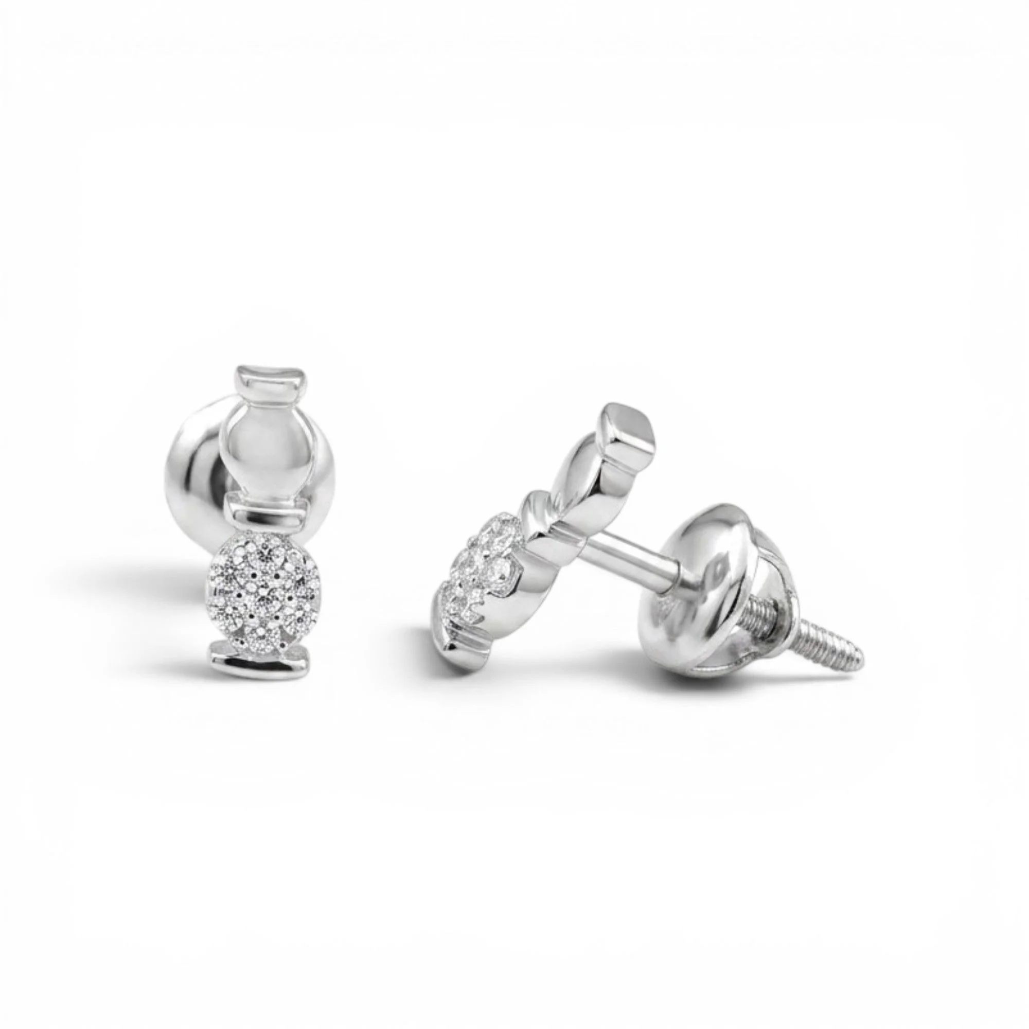 Silver Rhythmic Pave Bar Mangalsutra Earrings Set - Image 4