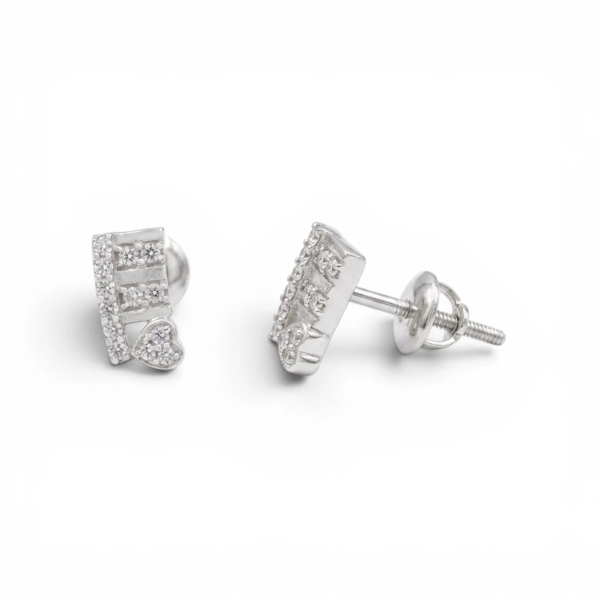 Silver Interlinked Heart Arc Mangalsutra Earrings Set - Image 4