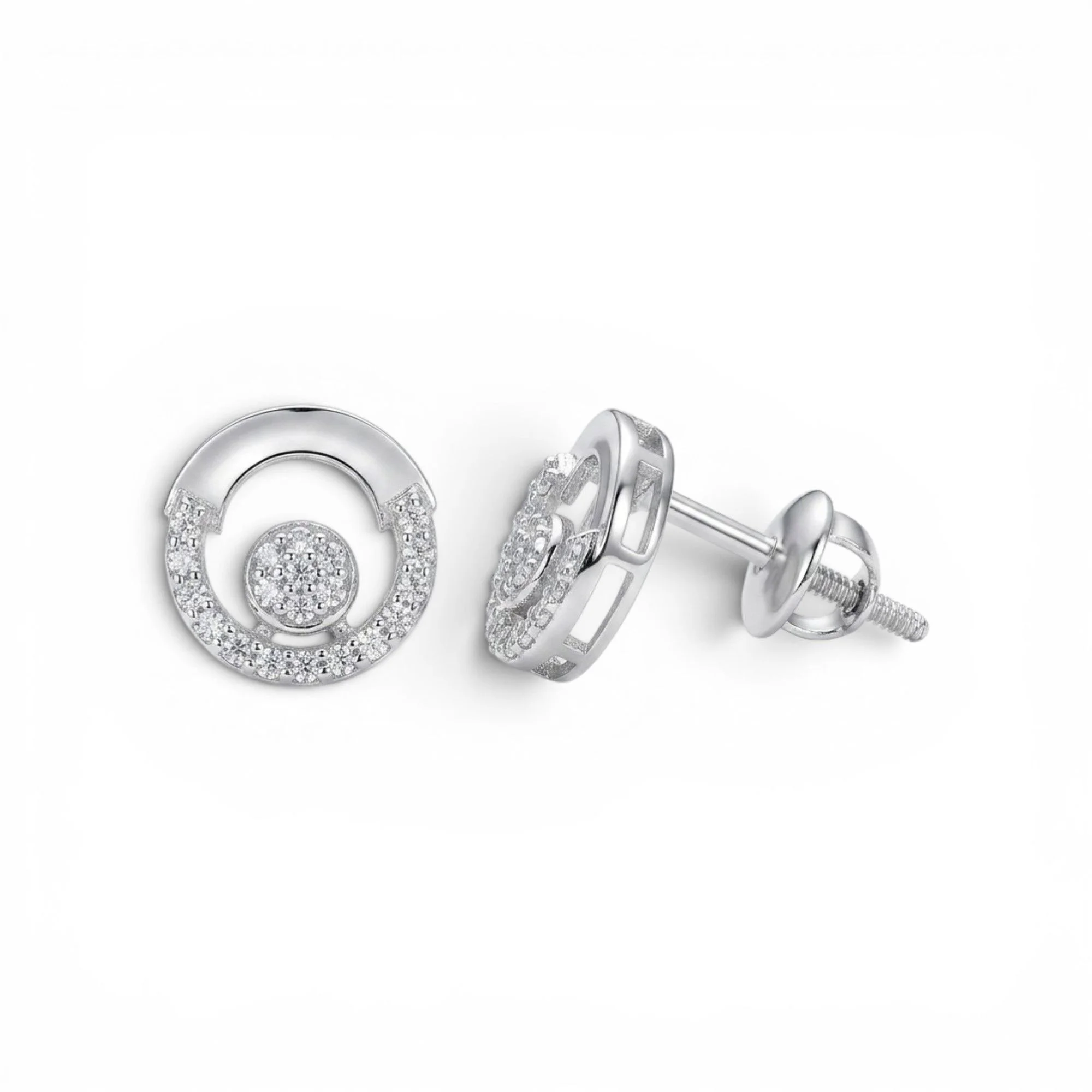 Silver Sunburst Coin Bar Mangalsutra Earrings Set - Image 4