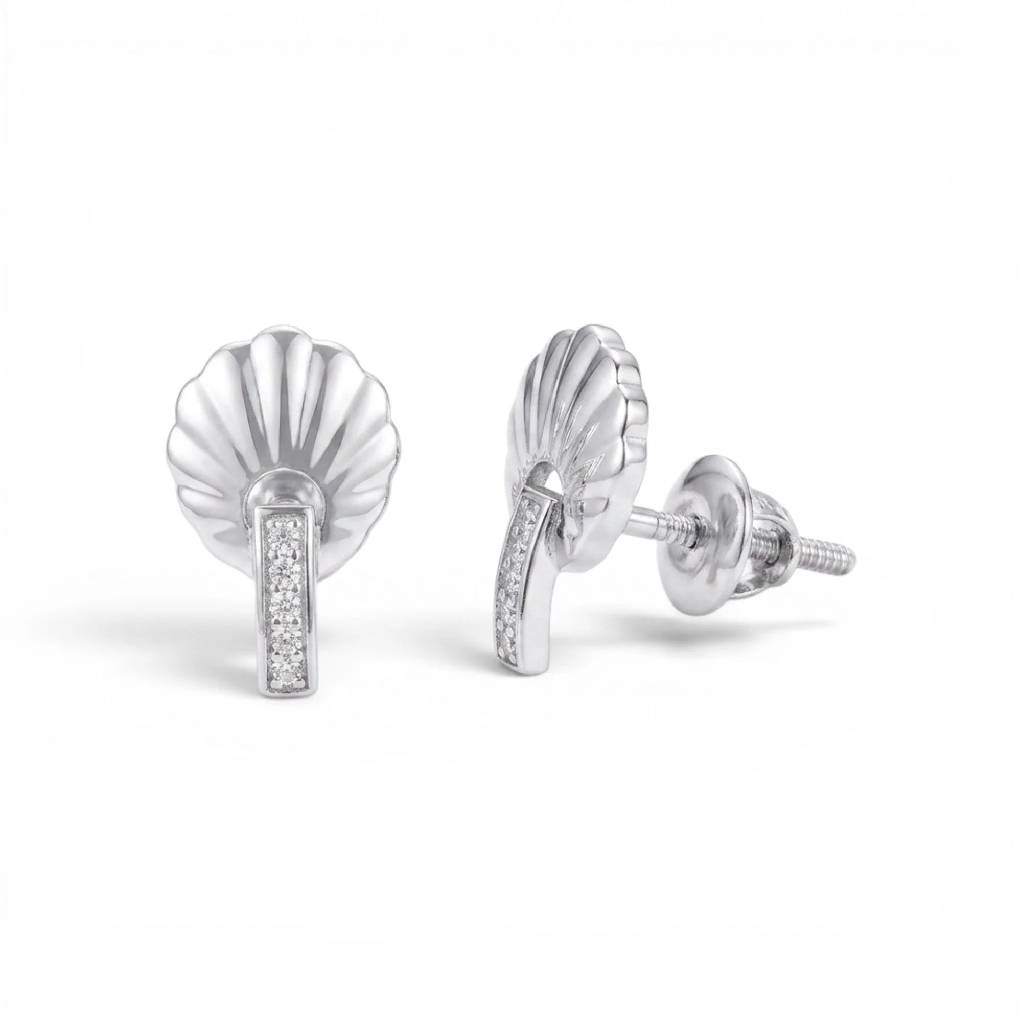 Silver Fluted Charm Bar Mangalsutra Earrings Set - Image 4