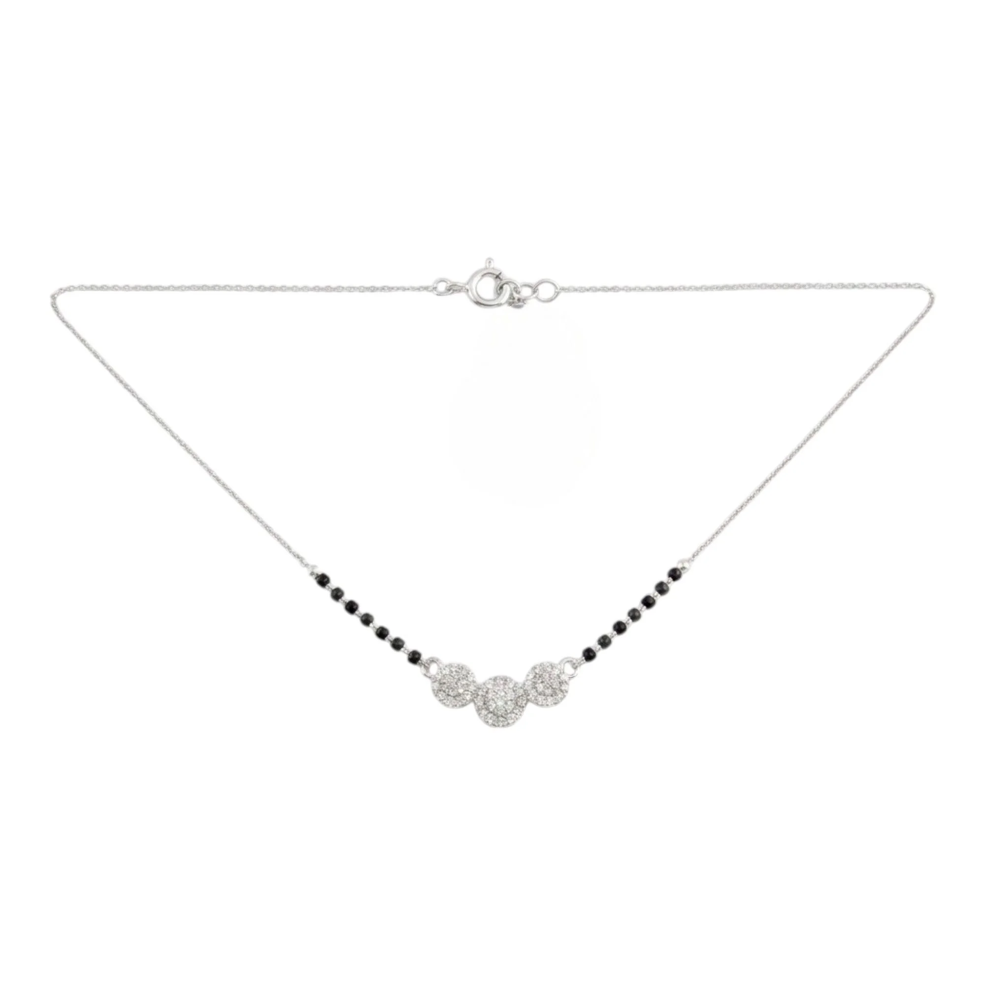 Silver Eternal Bloom Set Mangalsutra Earrings Set - Image 3