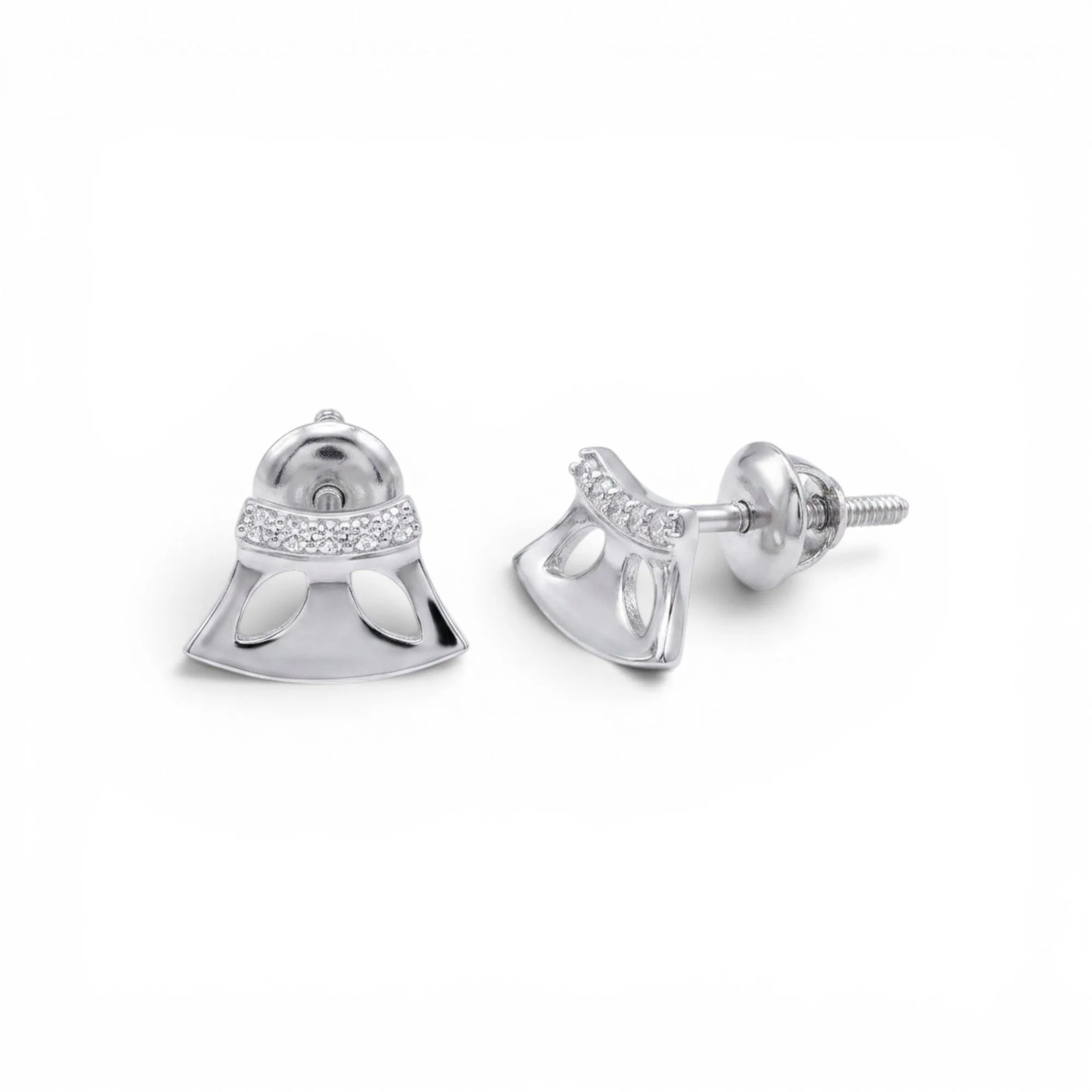 Silver Arched Window Bar Mangalsutra Earrings Set - Image 5