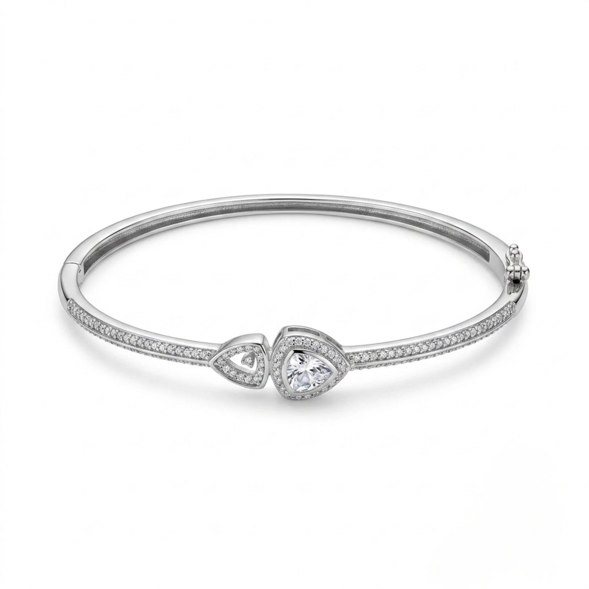 Silver Pear Halo Kada