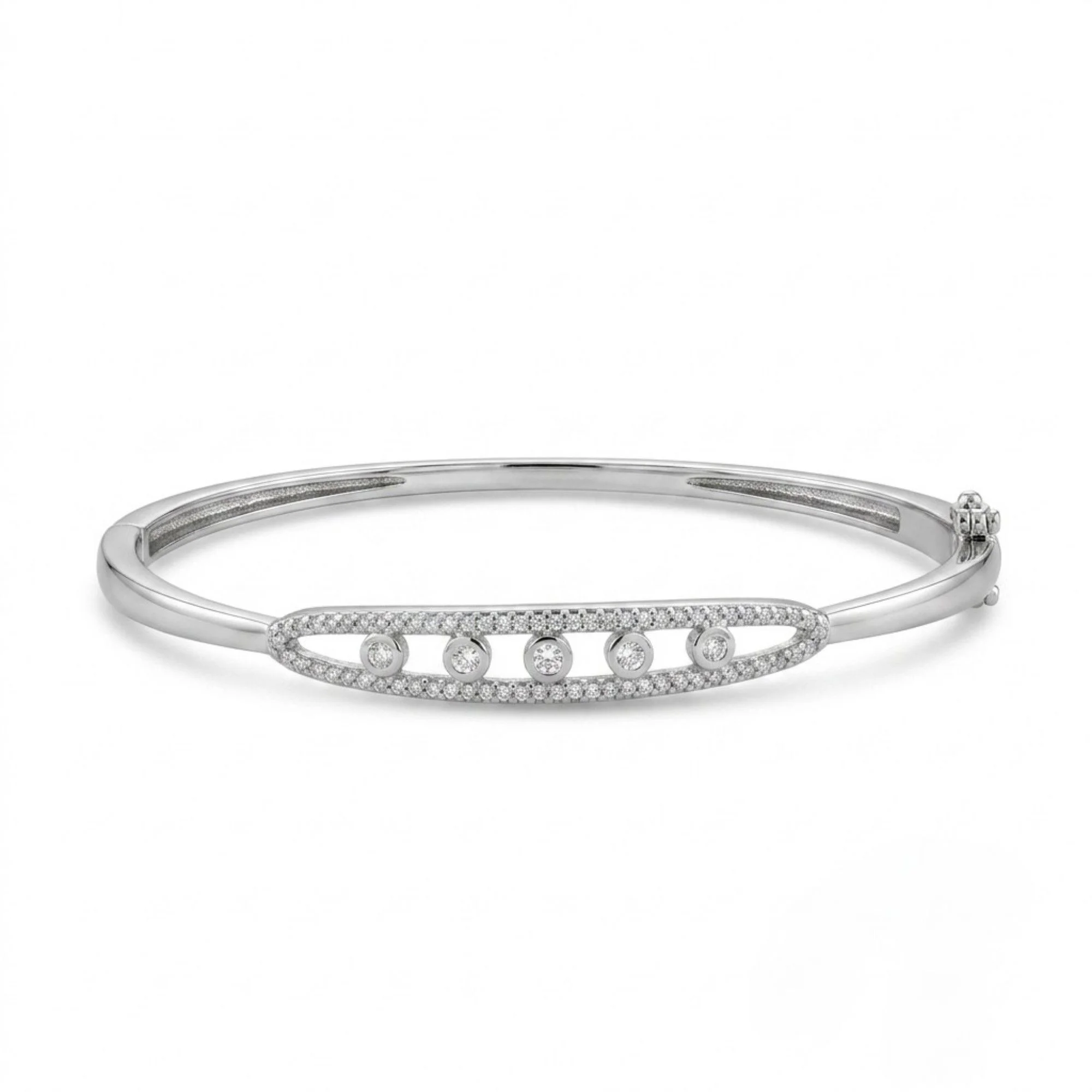 Silver Tapered Bezel Kada