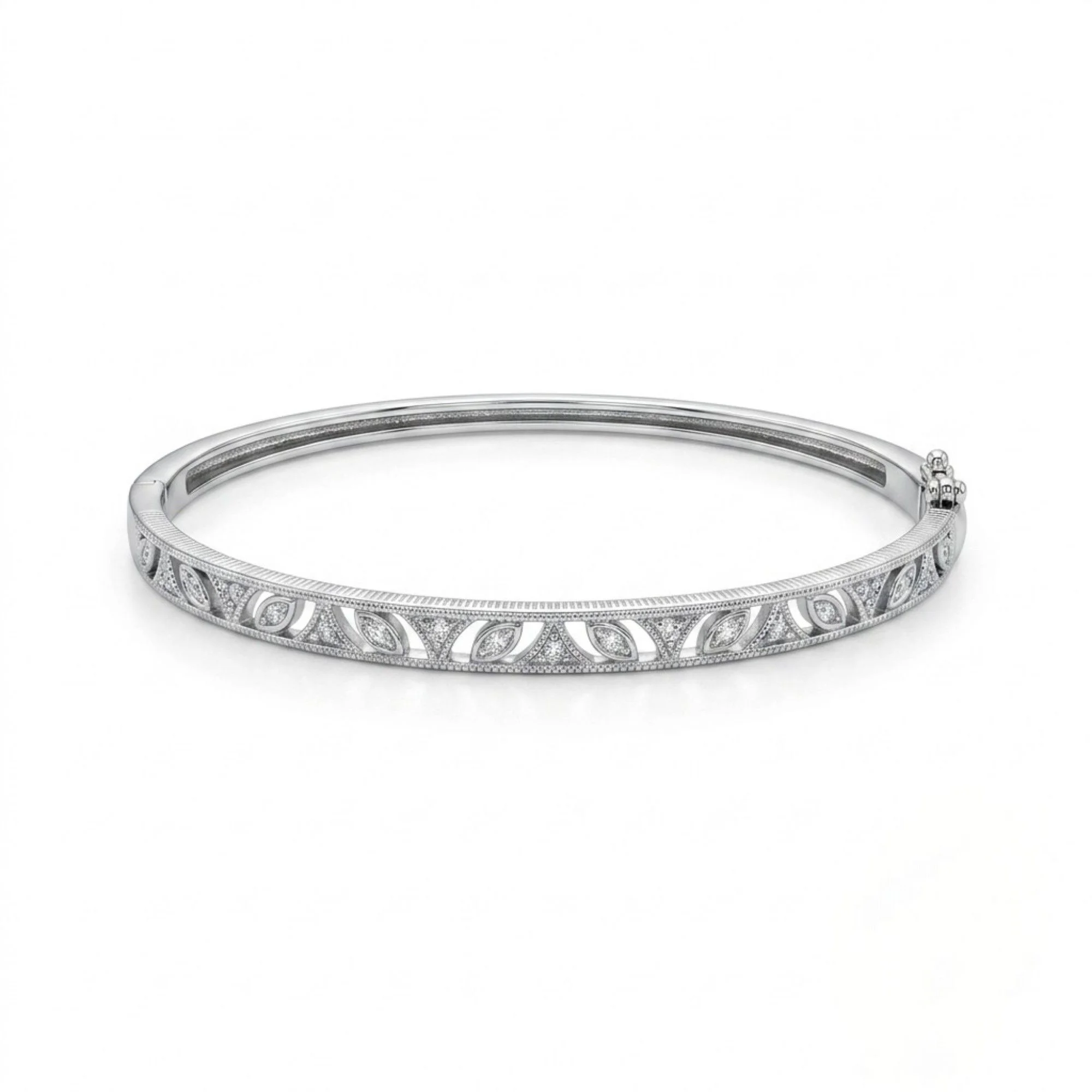 Silver Petal Carved Kada