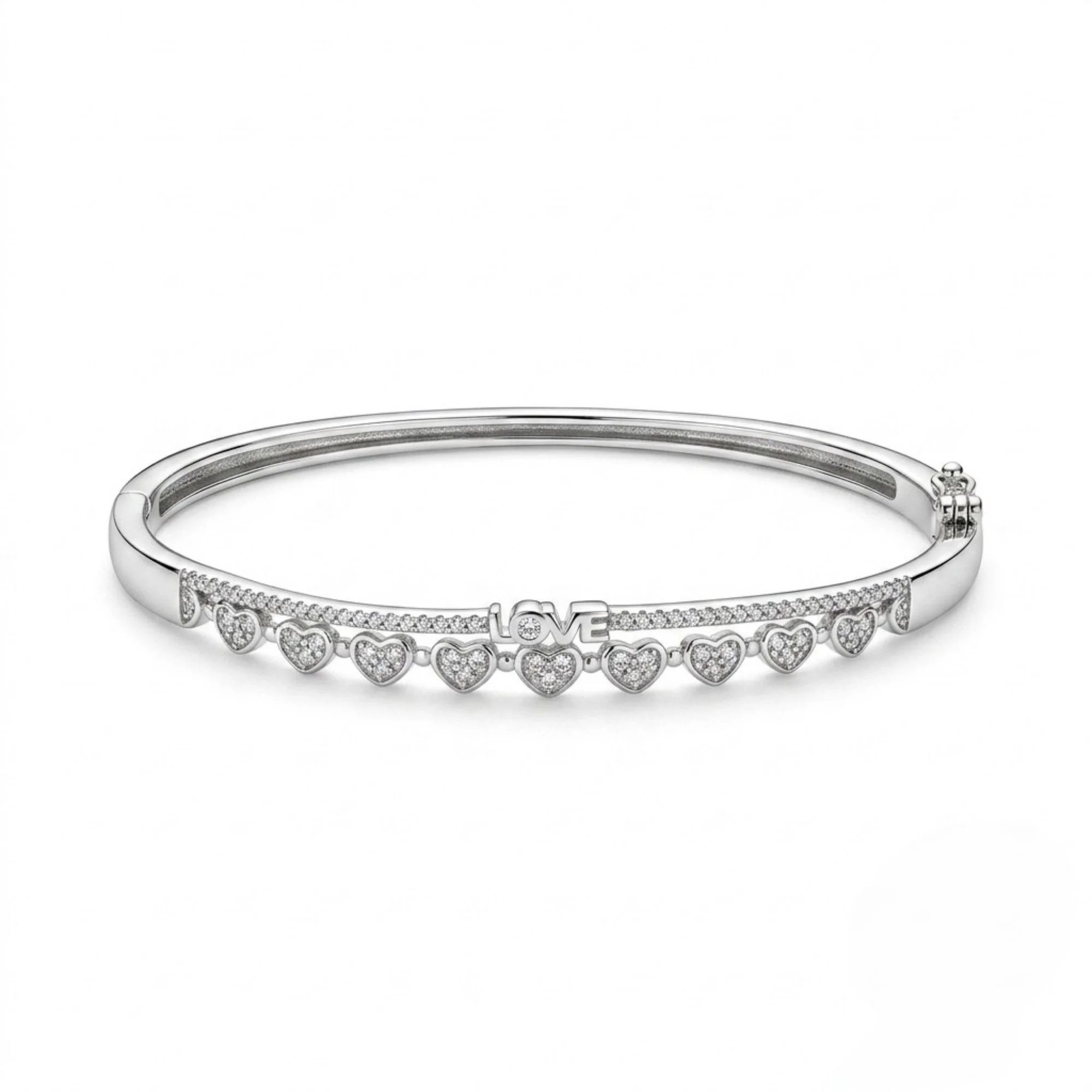 Silver Love Heart Kada