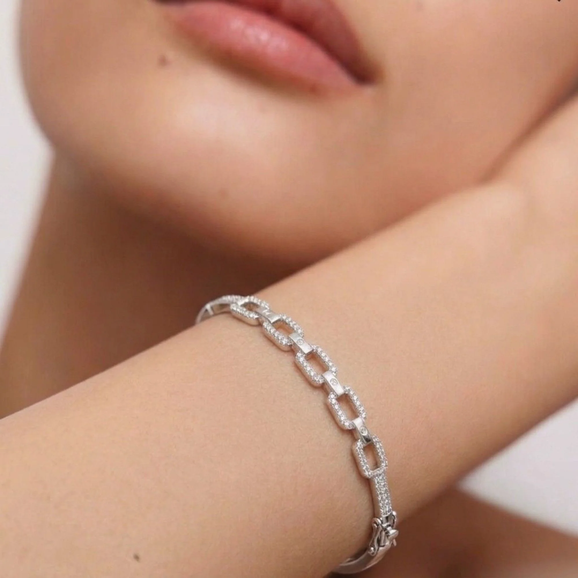 Silver Paperclip Chain Kada - 2