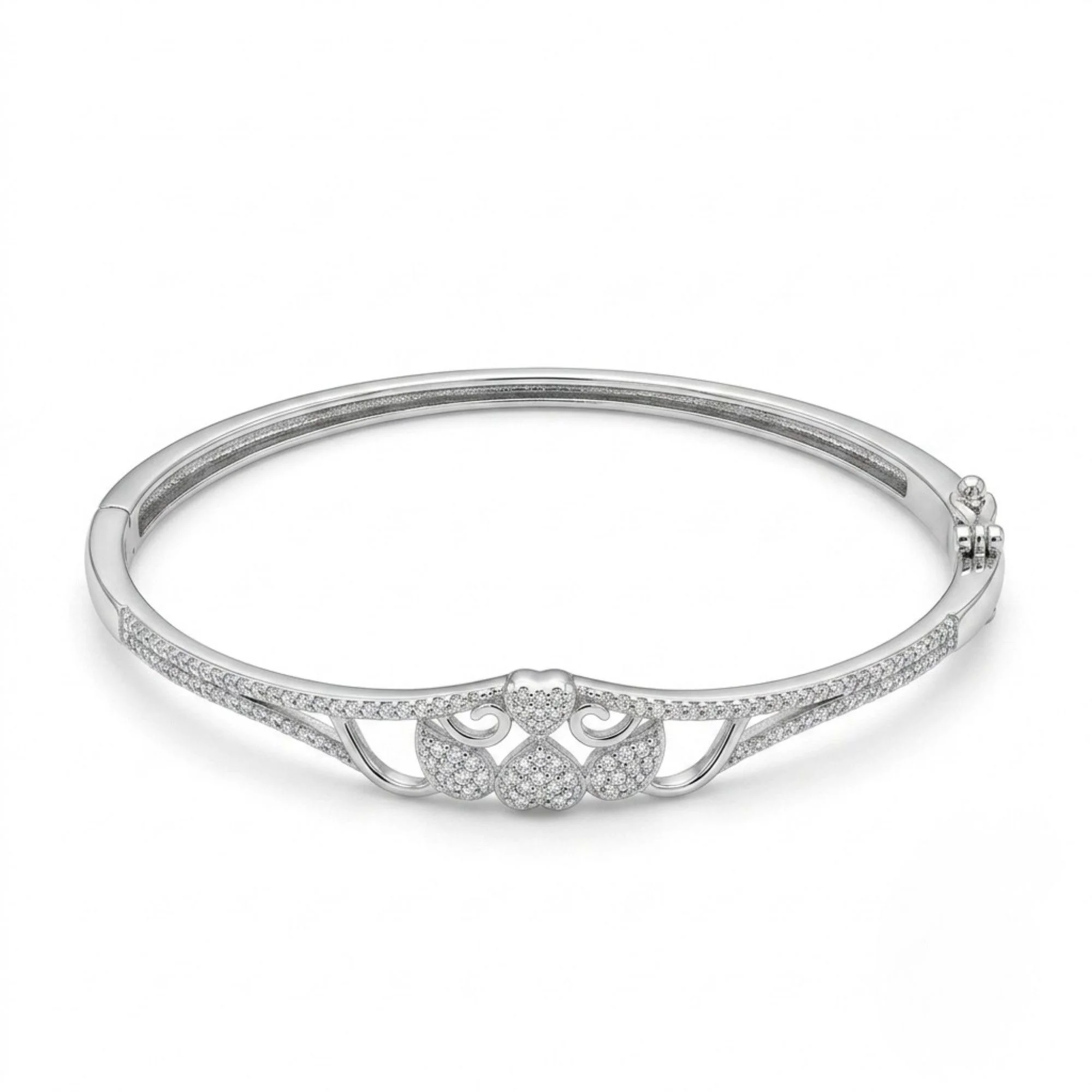 Silver Triple Heart Crest Kada