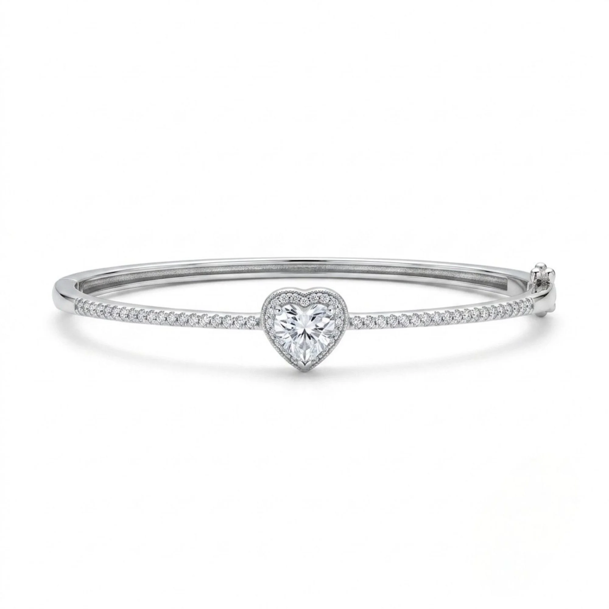 Silver Crystal Heart Kada
