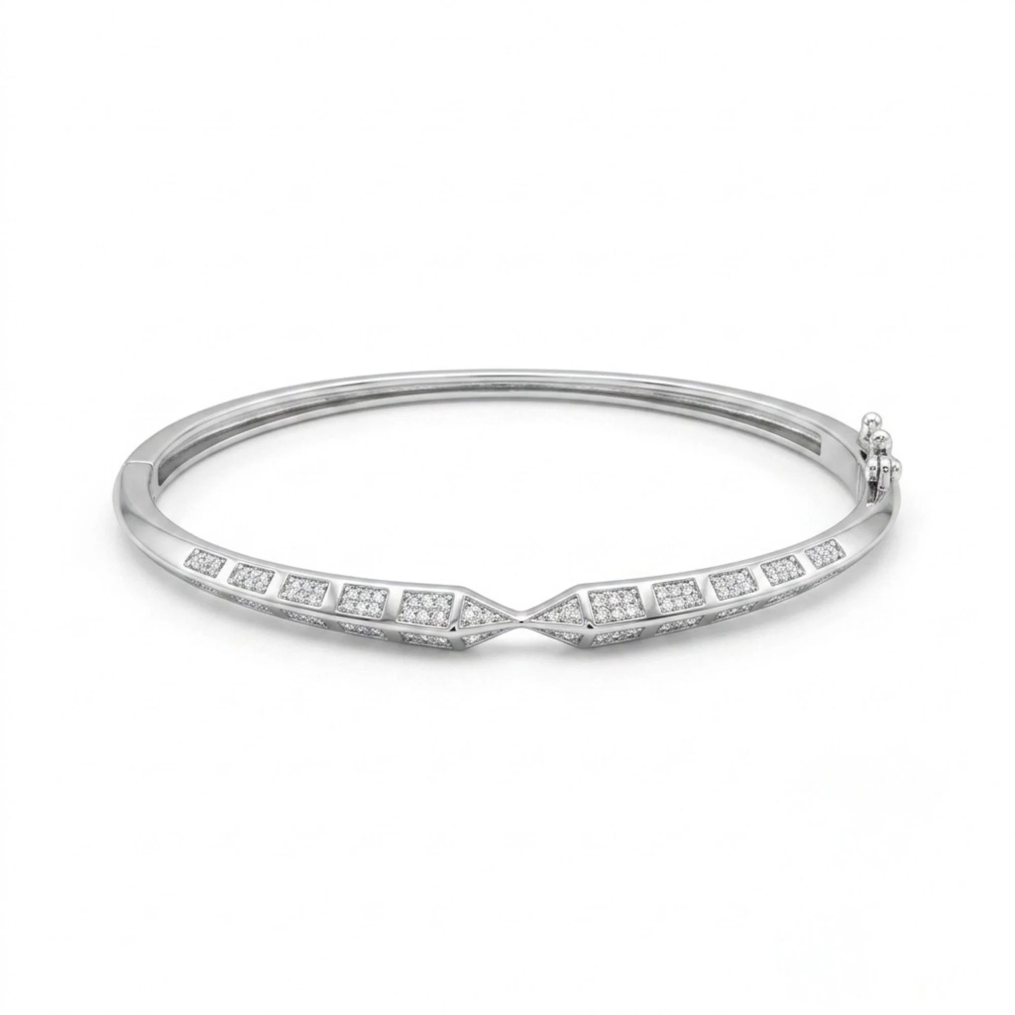Silver Hourglass Pave Kada