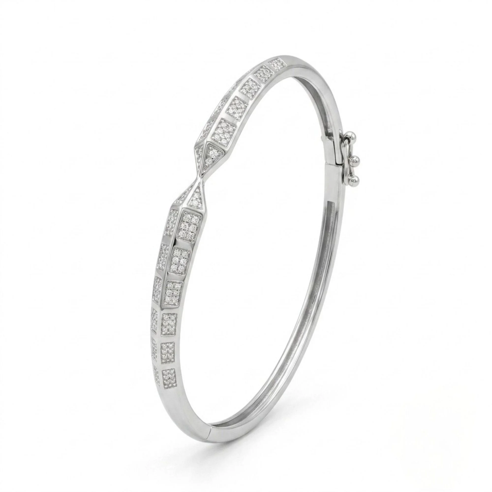 Silver Hourglass Pave Kada - Image 3