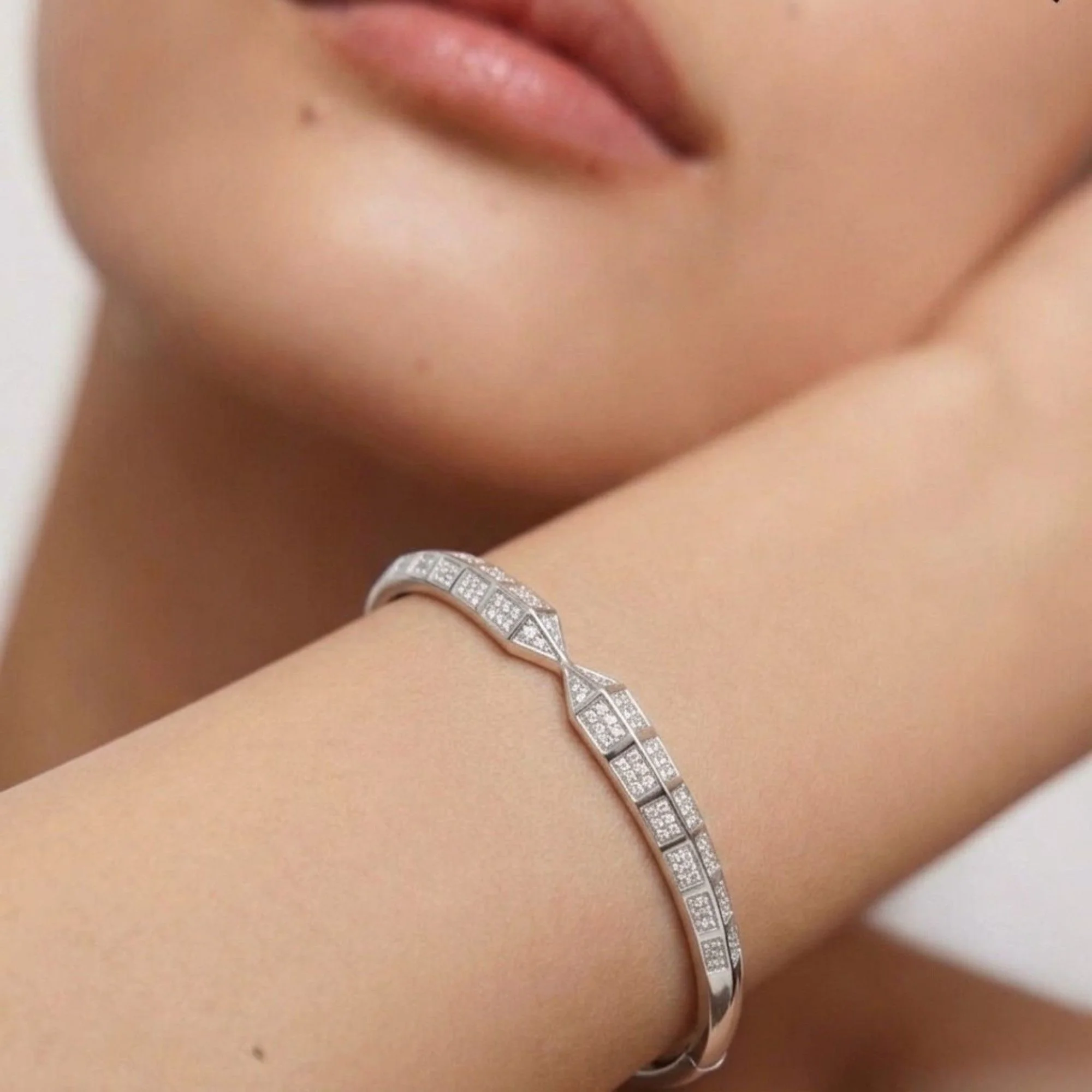 Silver Hourglass Pave Kada - 2