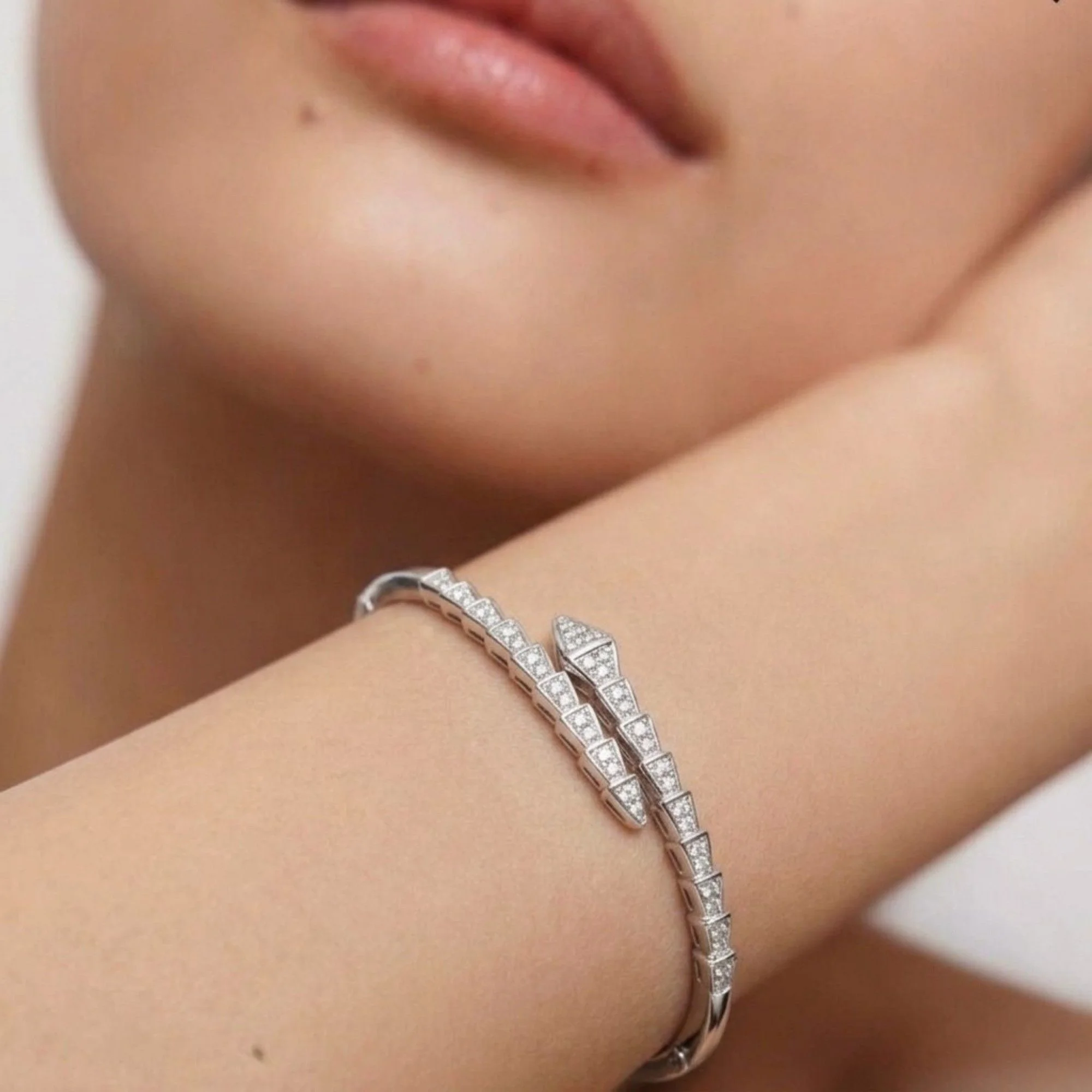 Silver Pave Snake Kada - 2