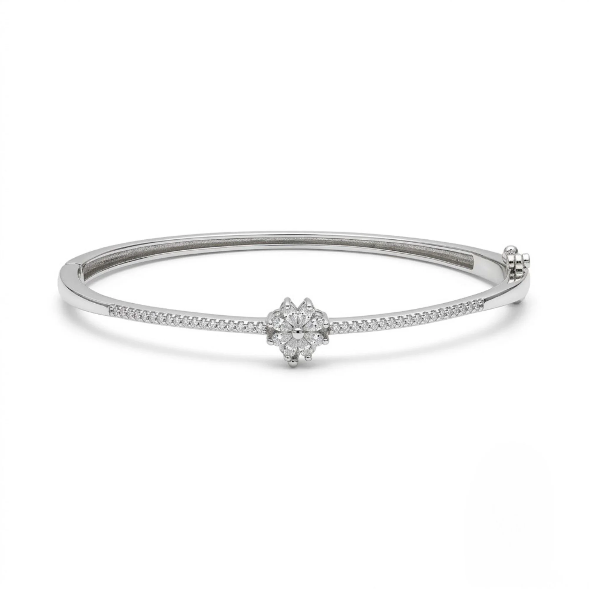 Silver Marquise Flower Kada