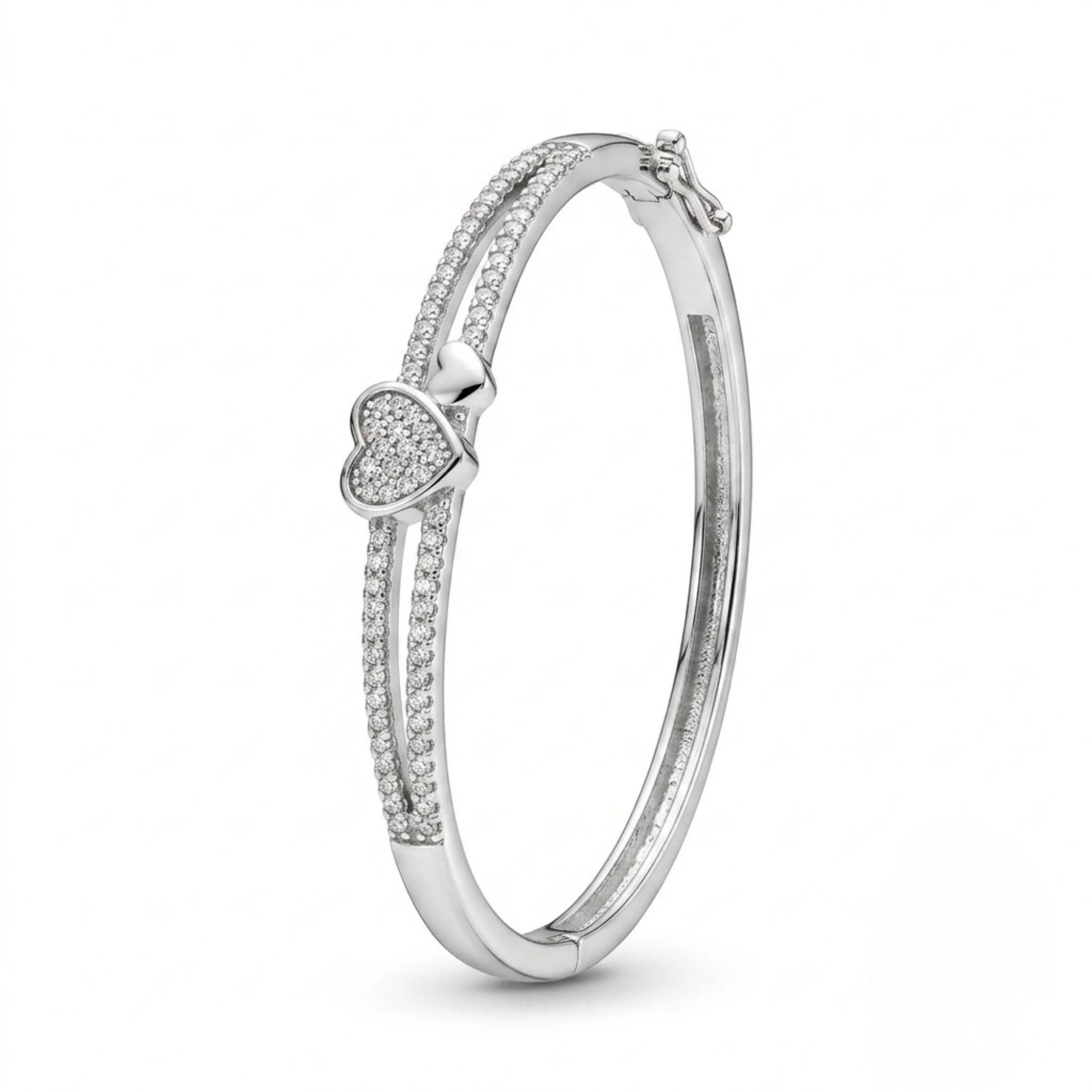 Silver Stacked Heart Kada - Image 3