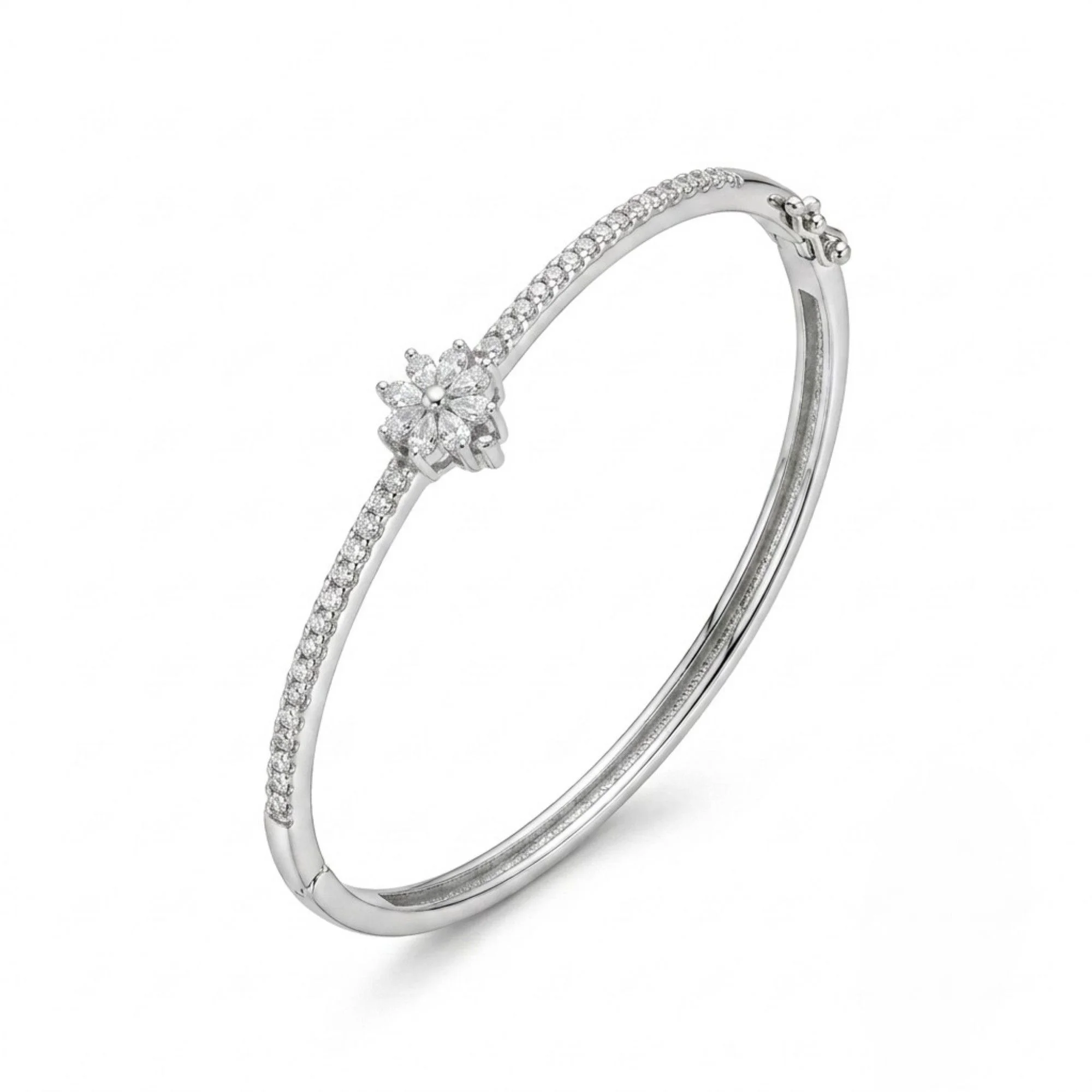 Silver Marquise Flower Kada - Image 3