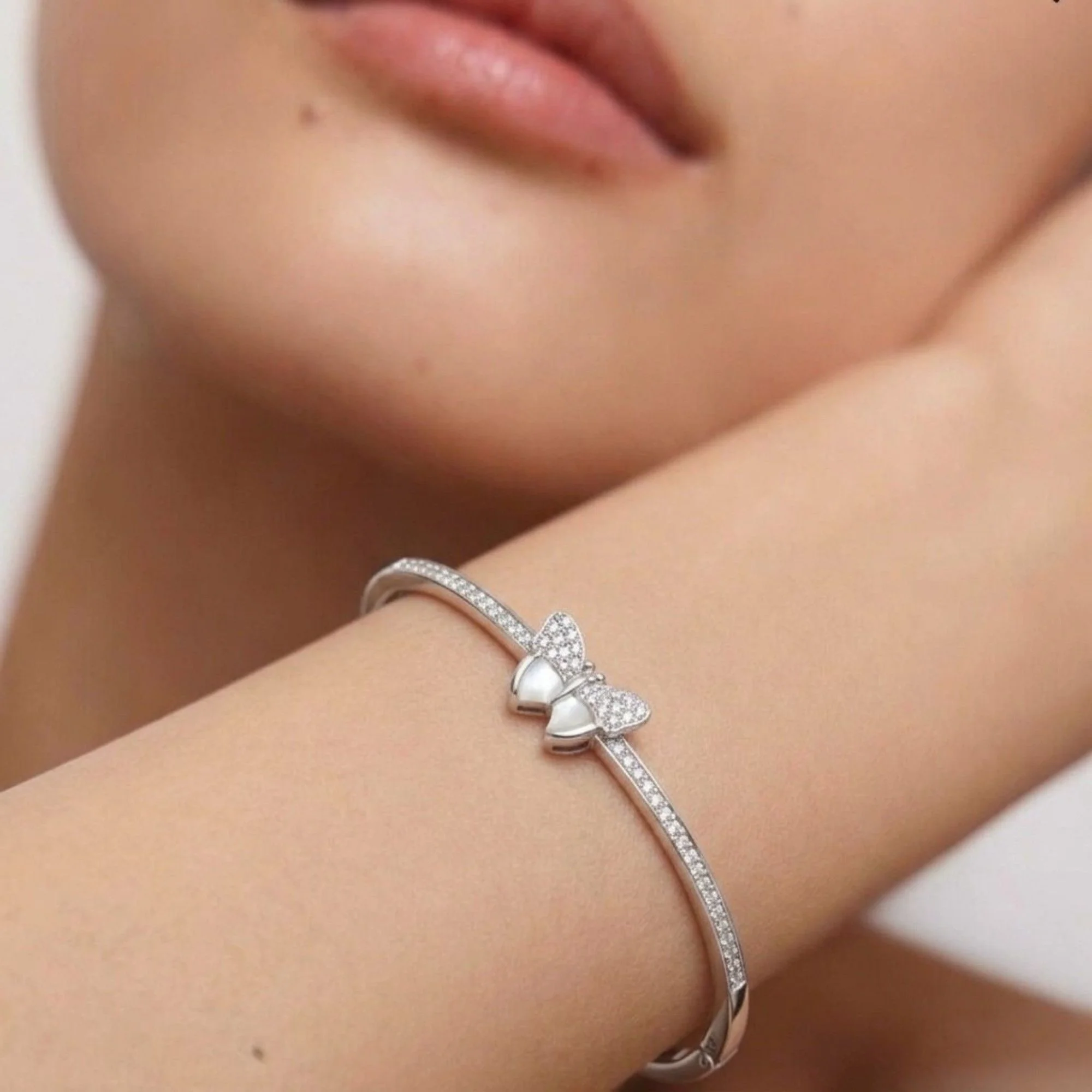 Silver Mother Pearl Butterfly Kada - 2